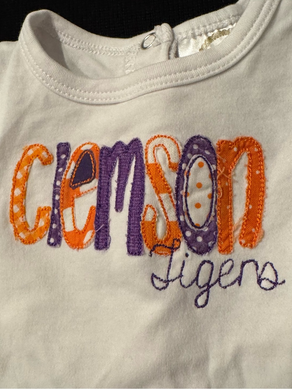 Custom Embroidered Clemson Tigers Baby Onesie Clemson Orange Purple 0-3 mo - Picture 2 of 4